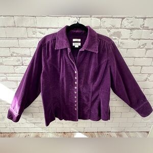Christopher Banks Purple Corduroy Snap-Up Shirt Size Large
Business Casual